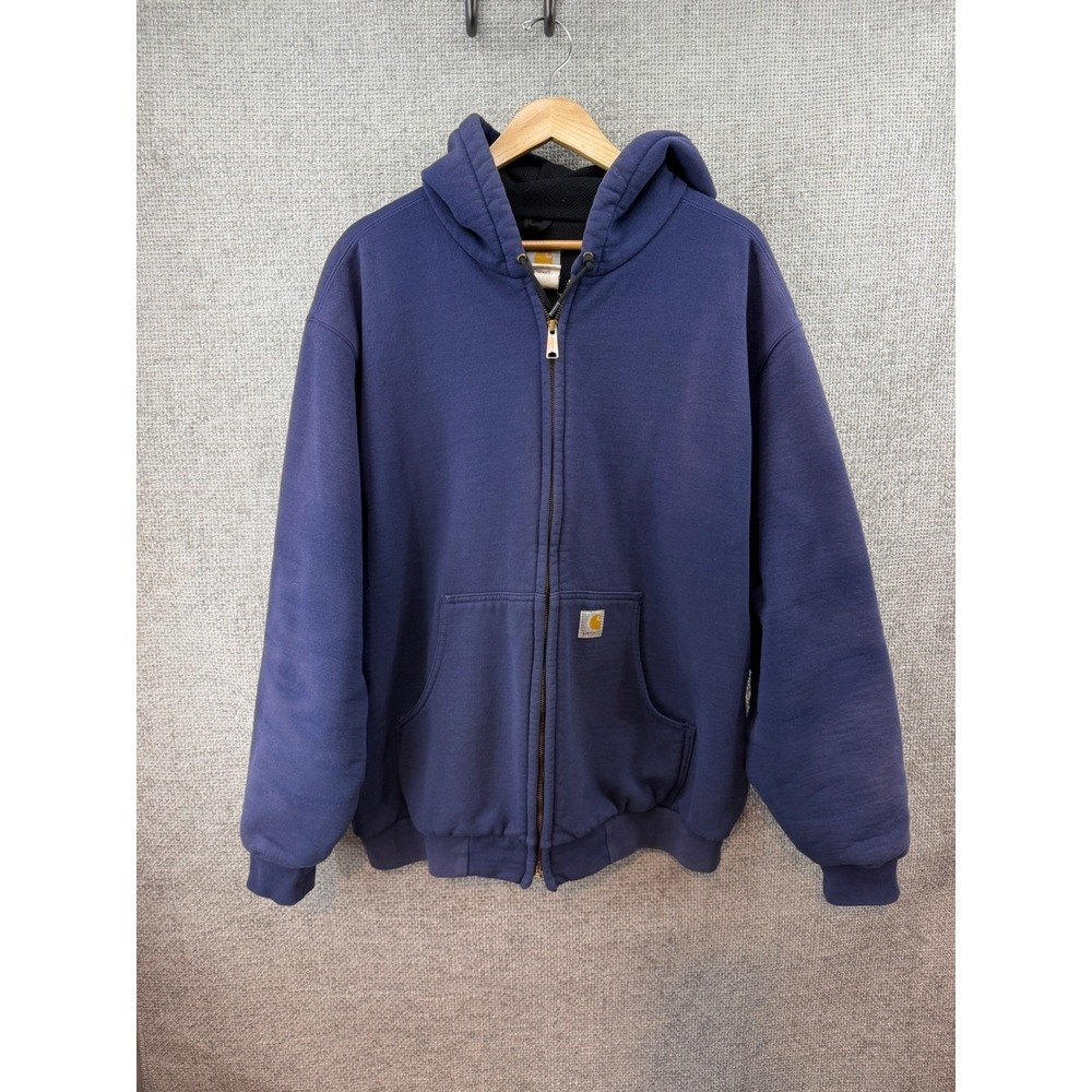 Carhartt J149 Vintage 2004 Hoodie Mens XL Blue Thermal Lined Zip Up Faded
